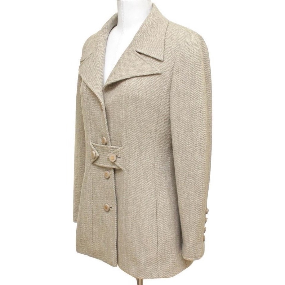 Chanel Jacket Blazer Beige Wool Blend Gold HW Long Sleeve 36 96A - Picture 3 of 8